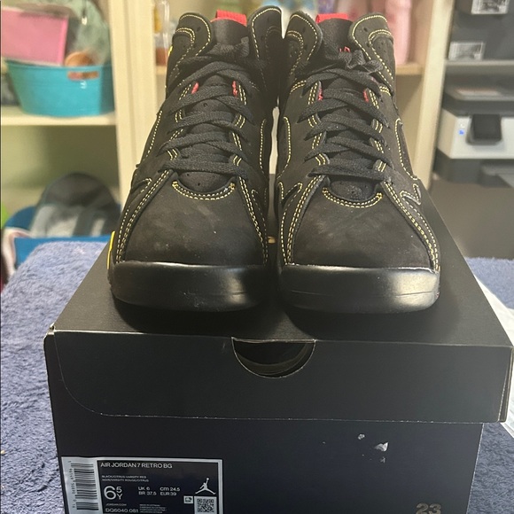Jordan Retro 6-17-23 Black with Yellow Stitching Sneakers - Picture 1 of 8